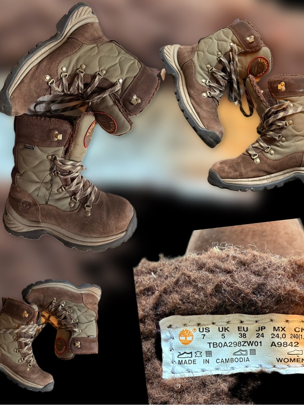 Timberland Brown and Tan Women's Waterproof Winter Boots